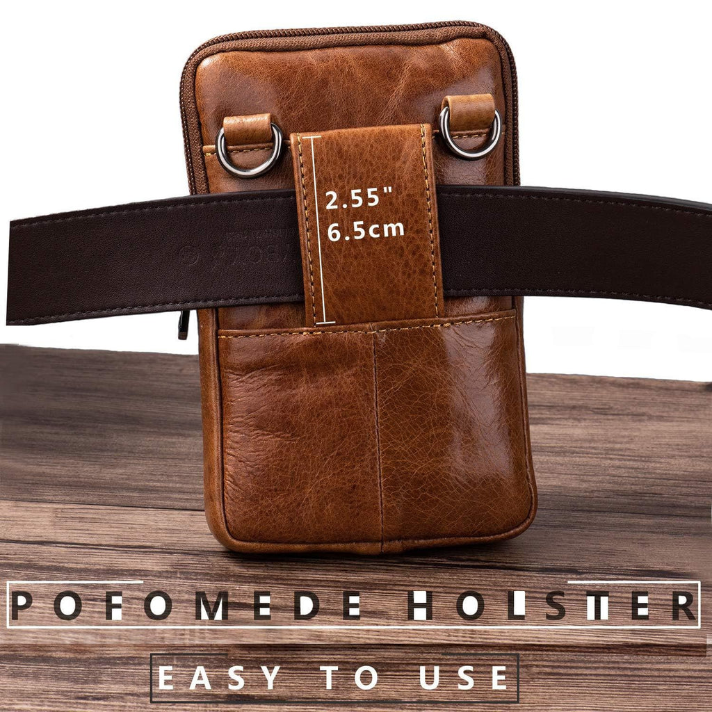 Retro Genuine Leather Waist Bag Cell Phone Holster Case Pouch Belt